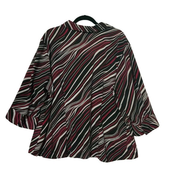 Vintage Fred David Woman Womens Blouse Button Up Shirt 3X Red Black White 3/4 Sl - Picture 3 of 9